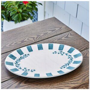 Better Homes and Gardens 18" Blue and White Oval Floral Melamine Serving Tray